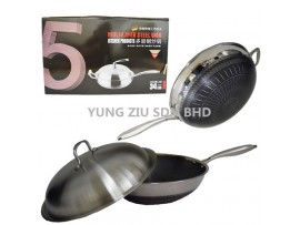 (STEEL COVER) 34CM HONEYCOMB NON-STICK WOK(IN AND OUT LAYER HONEYCOMB)